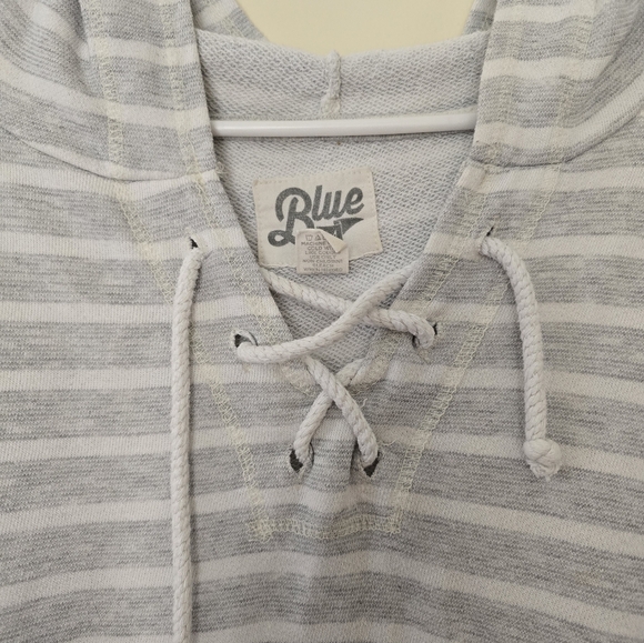 Blue 84 Gray and White Cowl Neck Sweater with Stripes - Picture 4 of 5